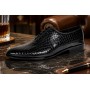 Pantofi eleganti barbati din piele naturala Havana Croco Lac Negru